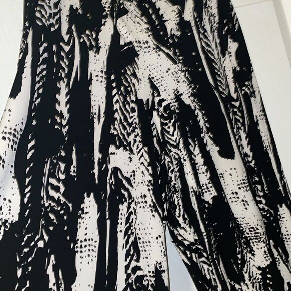 Black and white print wide leg polyester pants - Picture 3 of 3